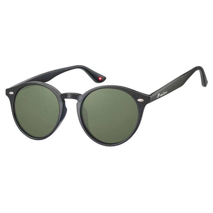 Zonnebril Montana met groen G15 rond glas zwart