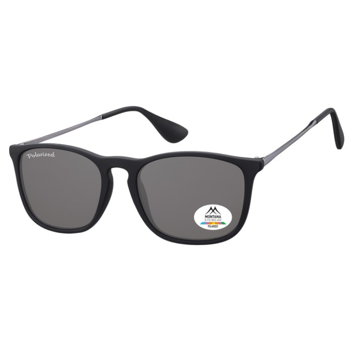 Zonnebril Montana met smoke gepolariseerd glas en metalen pootje zwart