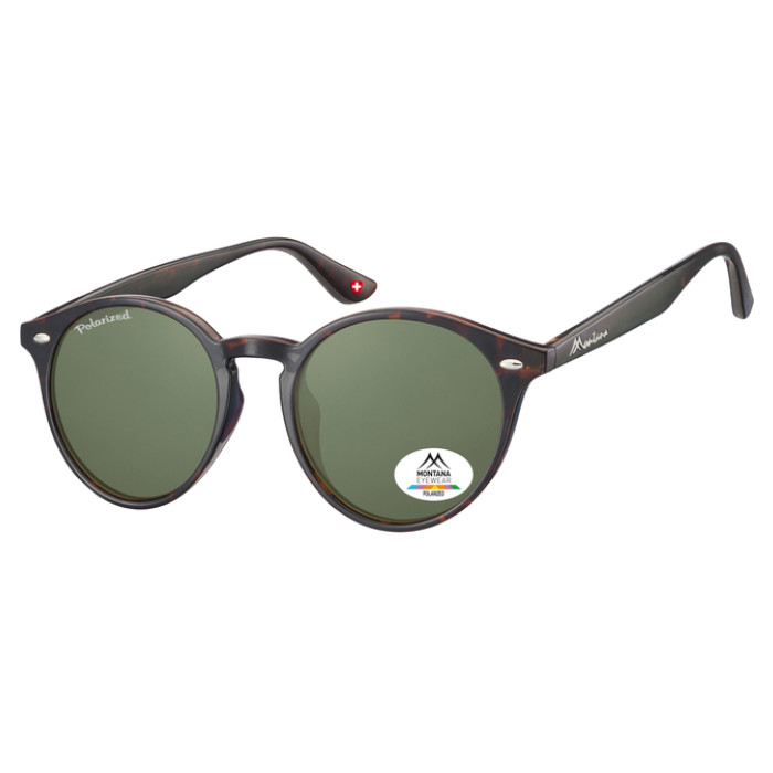 Zonnebril Montana met groen G15 gepolariseerd rond glas turtle