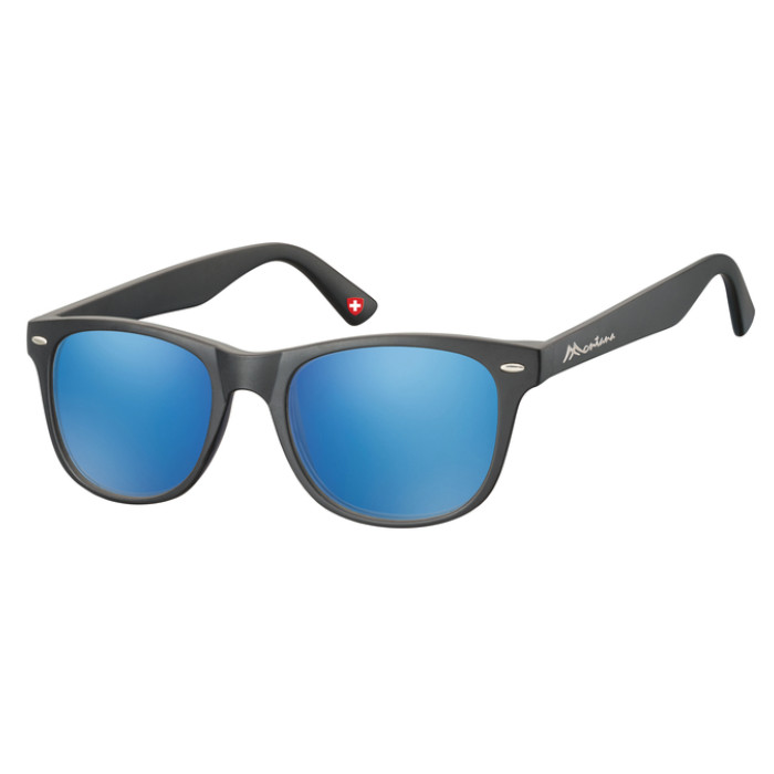 Zonnebril Montana met Revo blauw glas zwart