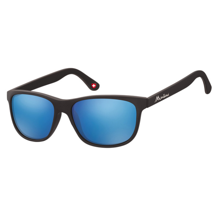 Zonnebril Montana met Revo blauw glas mat zwart