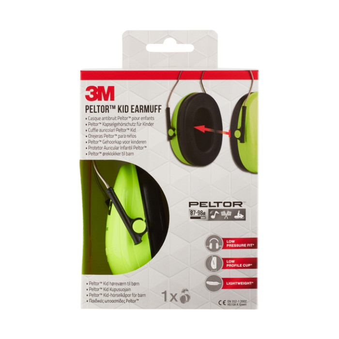 Oorkap 3M Peltor voor kinderen  H510AK (87-98 dB) neongroen