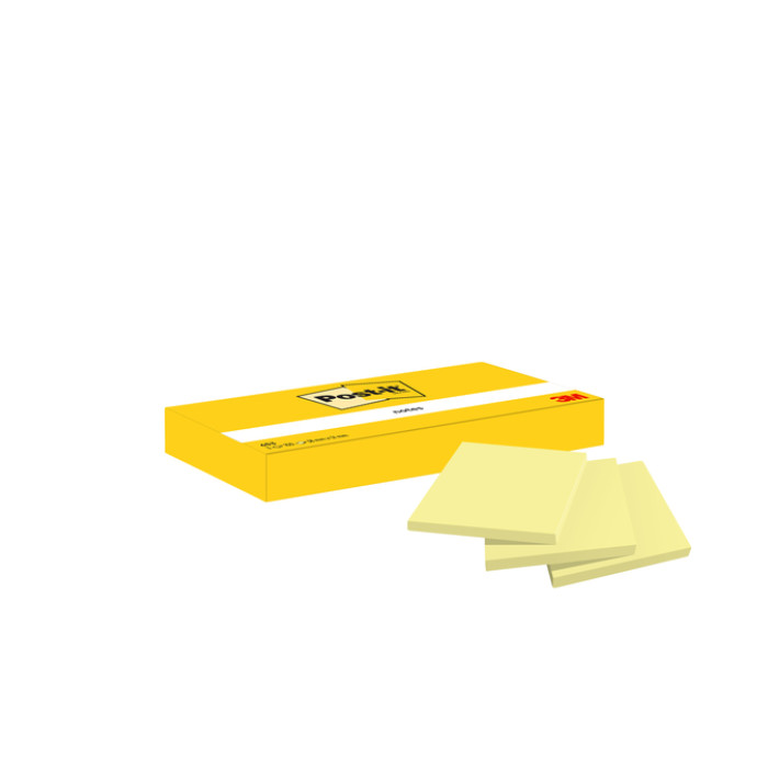 Memoblok Post-it 653 38x51mm geel 3 stuks