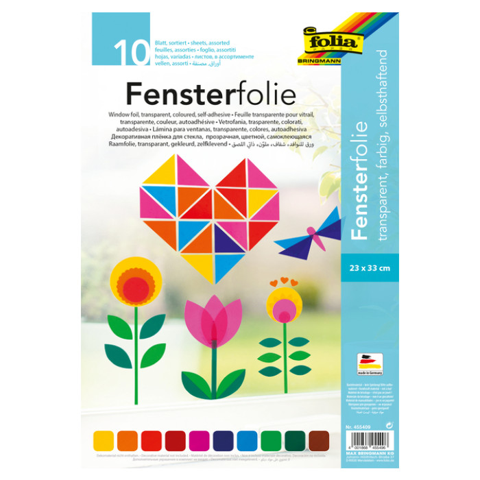 Raamfolie Folia 23x33cm 10 vel 10 kleuren