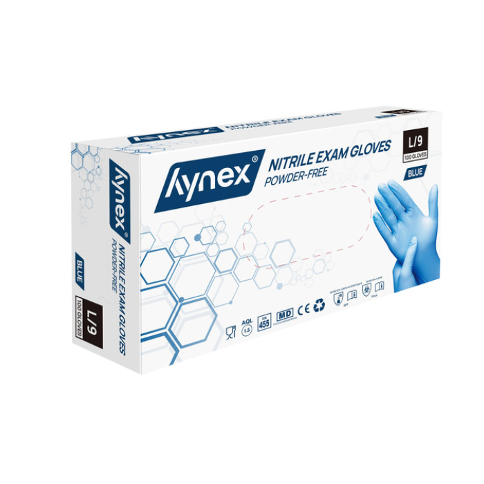 Handschoen Hynex L nitril blauw pak à 100 stuks