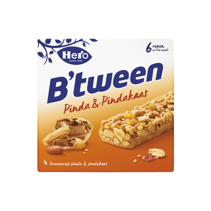 Tussendoortje Hero B'tween pinda&pindakaas 6pack reep 25gr