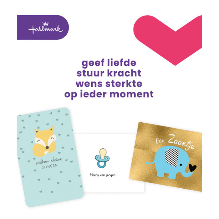 Wenskaart Hallmark navulset geboorte zoon 6 kaarten