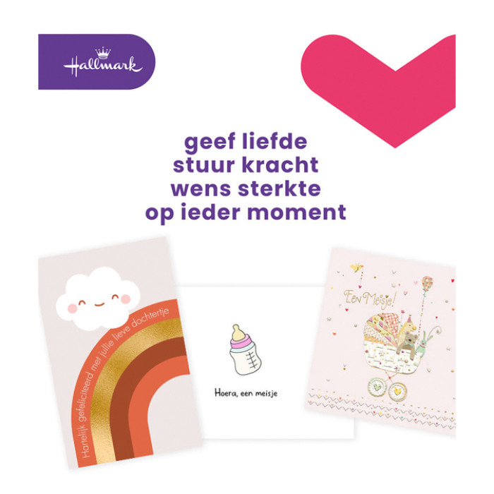 Wenskaart Hallmark navulset geboorte dochter 6 kaarten