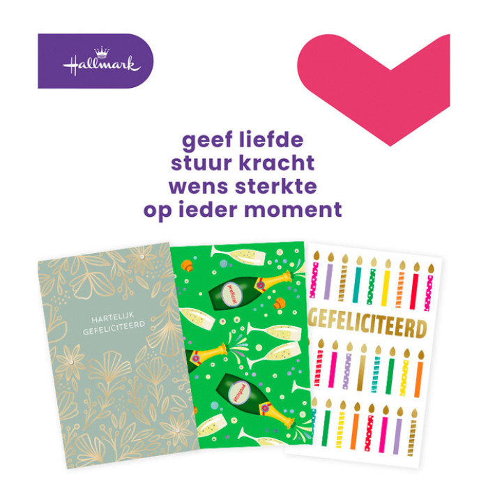 Wenskaart Hallmark navulset felicitatie 6 kaarten