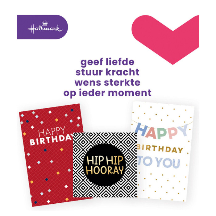 Wenskaart Hallmark navulset verjaardag Engels 6 kaarten