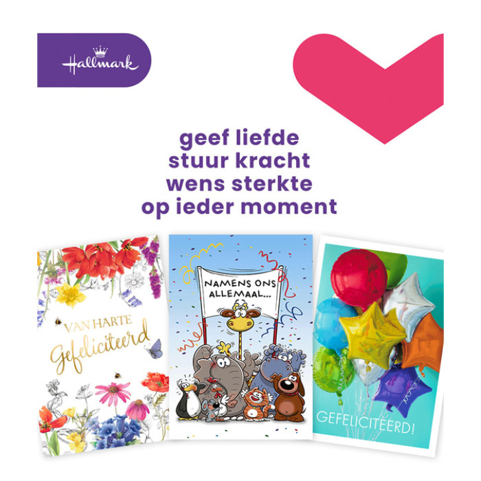 Wenskaart Hallmark navulset A4 felicitatie 8 kaarten