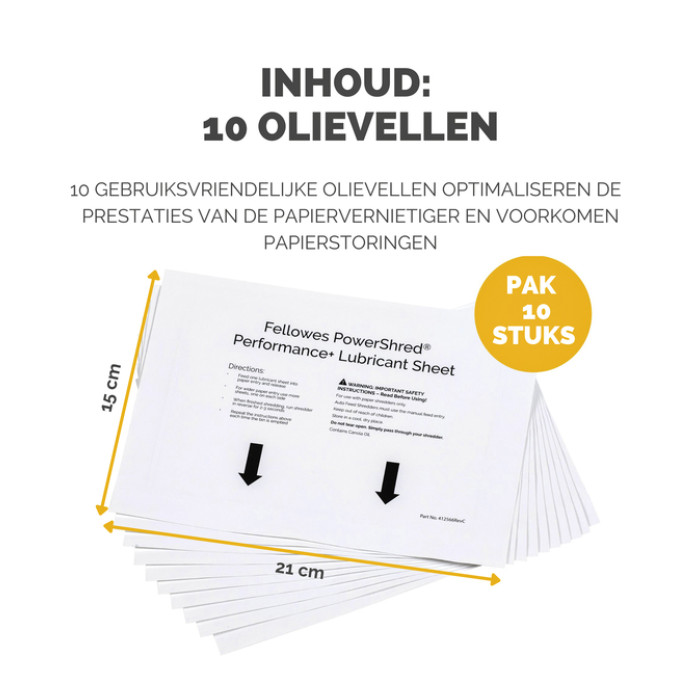Olievellen voor papiervernietiger Fellowes Powershred Performance+ 10 vel