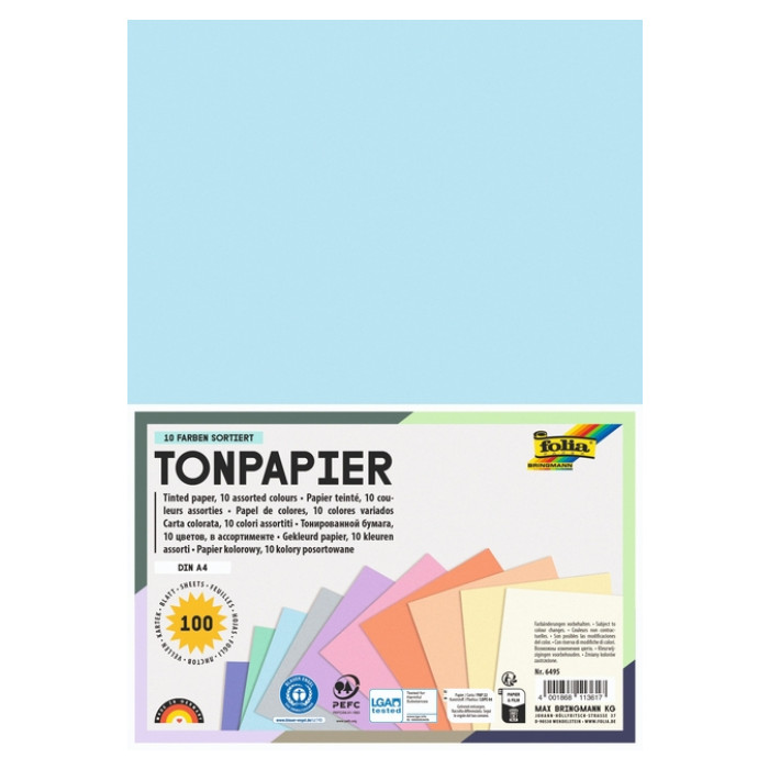 Knutselpapier Folia A4 100vel 10 pastelkleuren