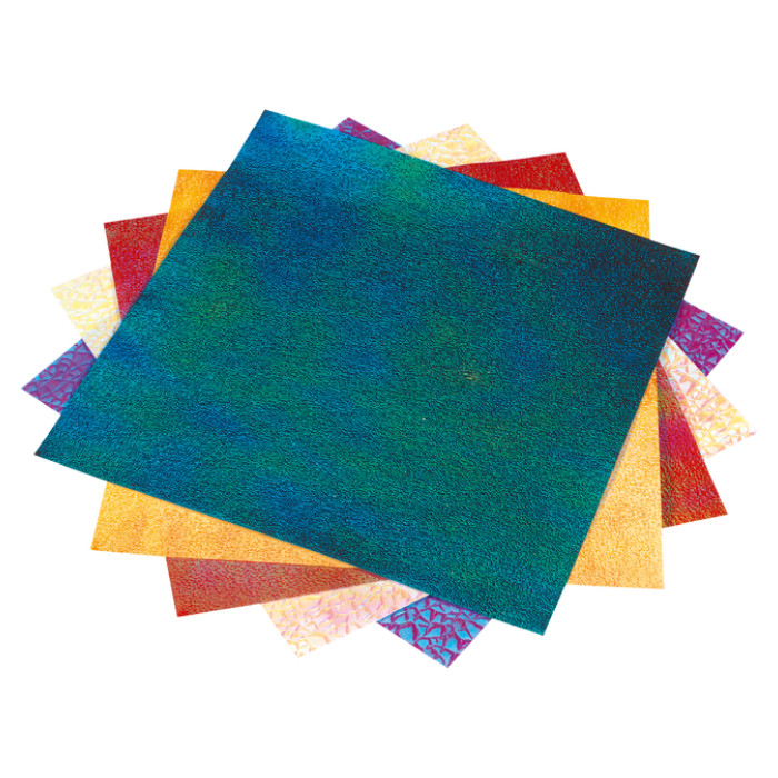 Vouwblaadjes Folia 75gr 14x14cm 50 vel 2-zijdig iriserend embossing assorti kleuren