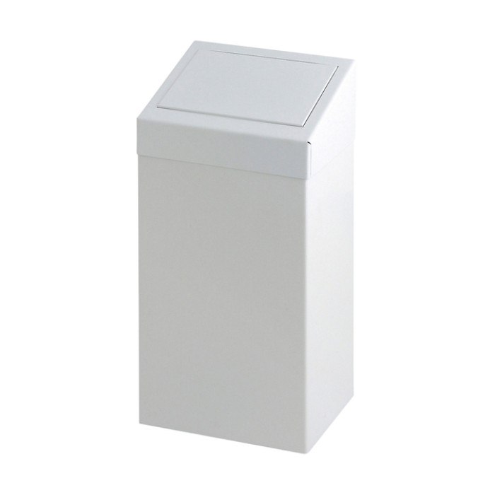 Afvalbak Vepa Bins met pushdeksel 50 liter metaal wit
