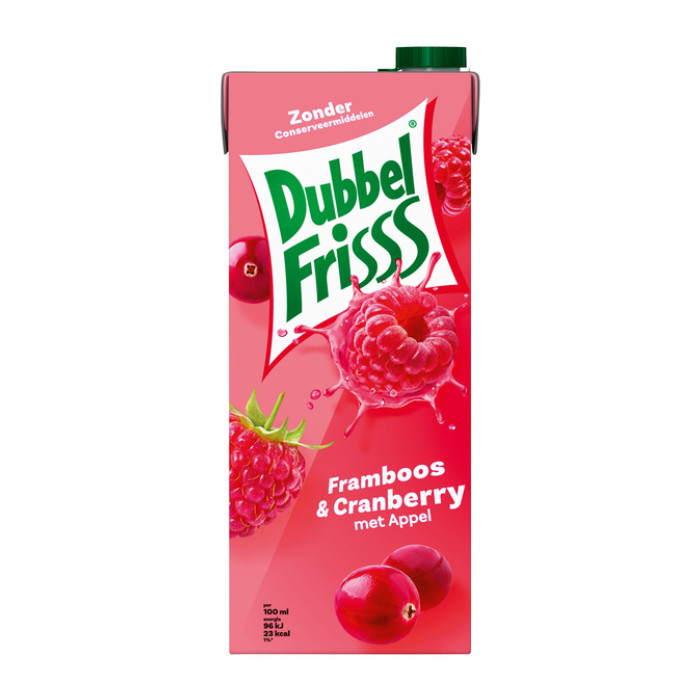 Fruitdrank DubbelFrisss framboos zwarte bes pak 1500ml