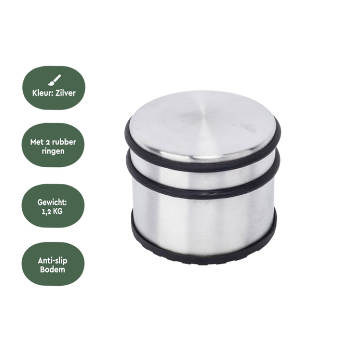 Deurstopper BRASQ met rubberen ringen rvs