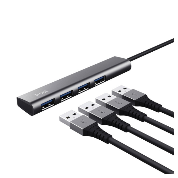 Hub Trust Halyx 4-port USB-A zilver