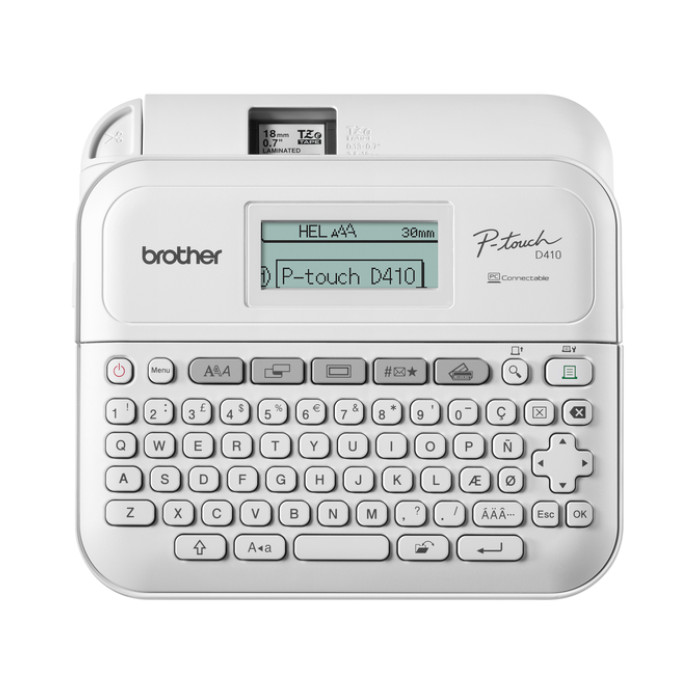 Labelprinter Brother P-touch TZe PT-D410 desktop qwerty 18mm wit in koffer