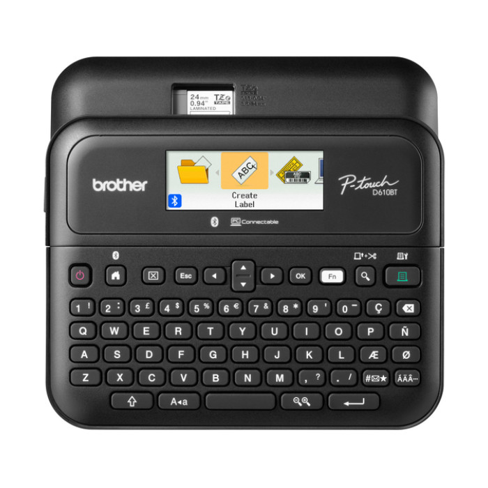 Labelprinter Brother P-touch TZe PT-D610BT desktop qwerty 24mm zwart in koffer