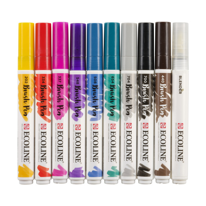 Brushpen Talens Ecoline set à 10 stuks handlettering