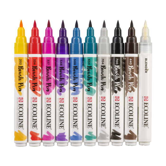 Brushpen Talens Ecoline set à 10 stuks handlettering
