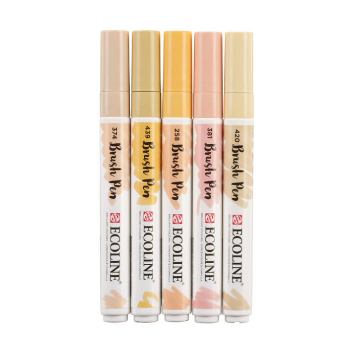 Brushpen Talens Ecoline set à 5 stuks beige roze