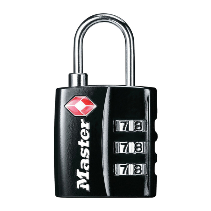 Hangslot Masterlock 3-cijfer combinatie TSA zwart 30mm