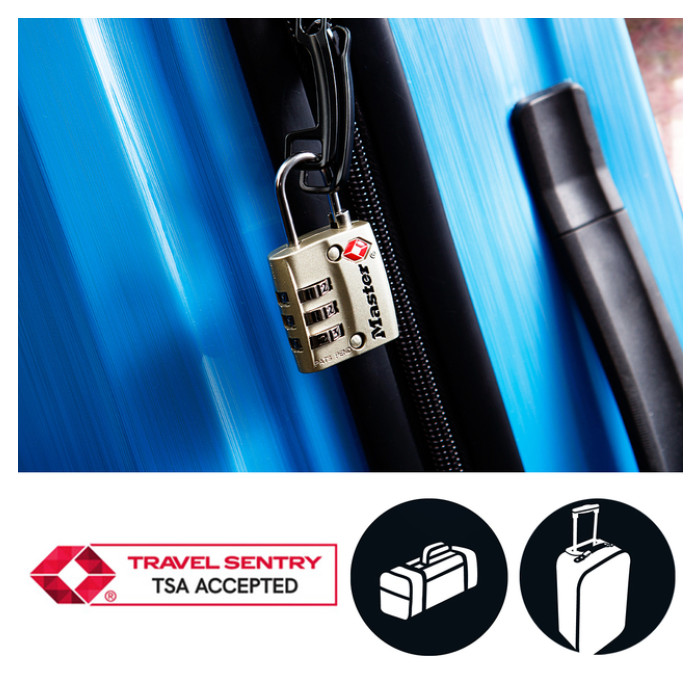 Hangslot Masterlock 3-cijfer combinatie TSA nikkel 30mm