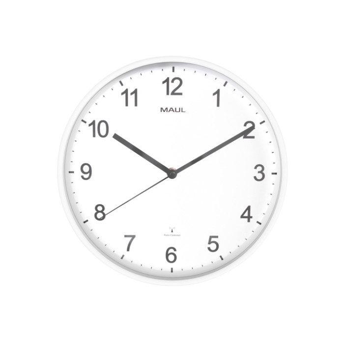 Wandklok MAUL Sprint RC Ø30x5cm kunststof wit/wit incl batterij