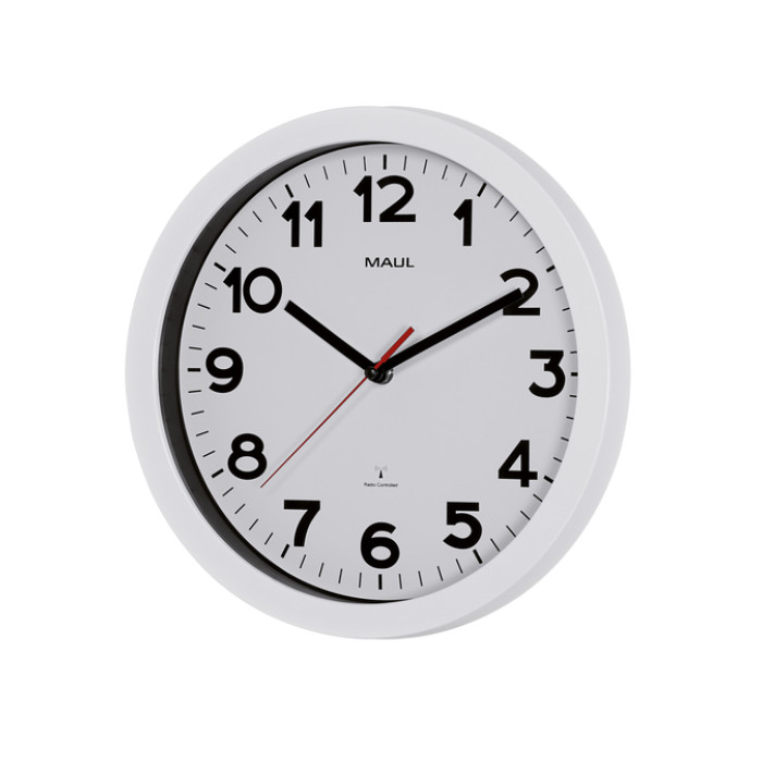 Wandklok MAUL Step RC Ø30x5cm kunststof wit/wit