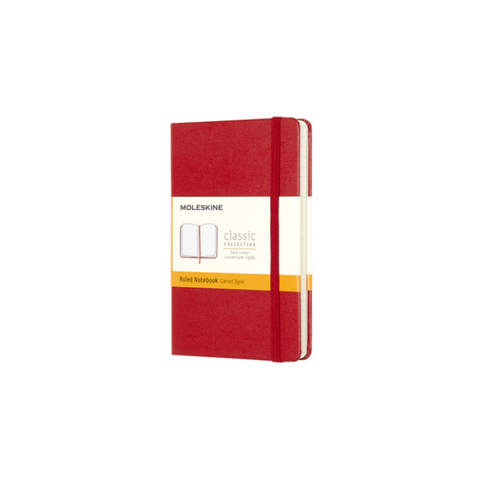 Notitieboek Moleskine pocket 90x140mm lijn hard cover rood