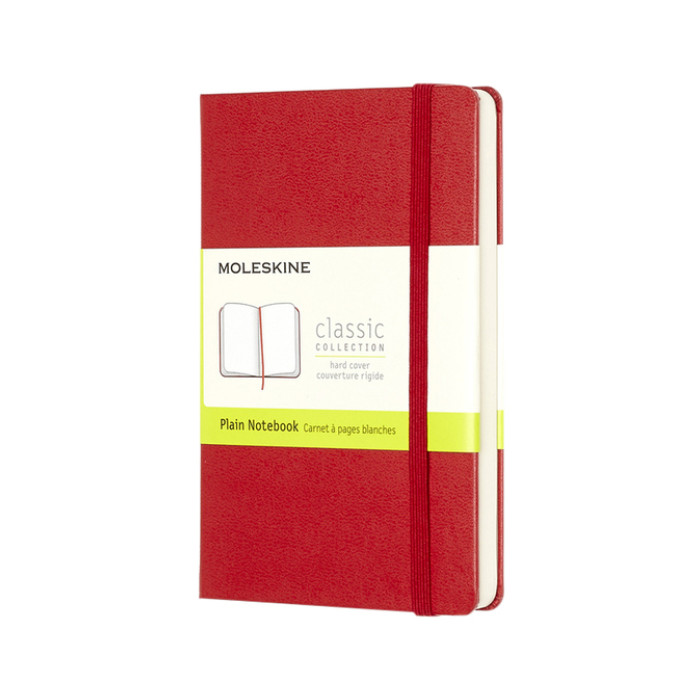 Notitieboek Moleskine pocket 90x140mm blanco hard cover rood