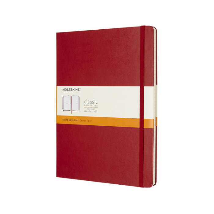 Notitieboek Moleskine XL 190x250mm lijn hard cover scarlet red