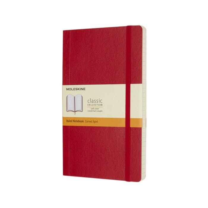 Notitieboek Moleskine large 130x210mm lijn soft cover scarlet red