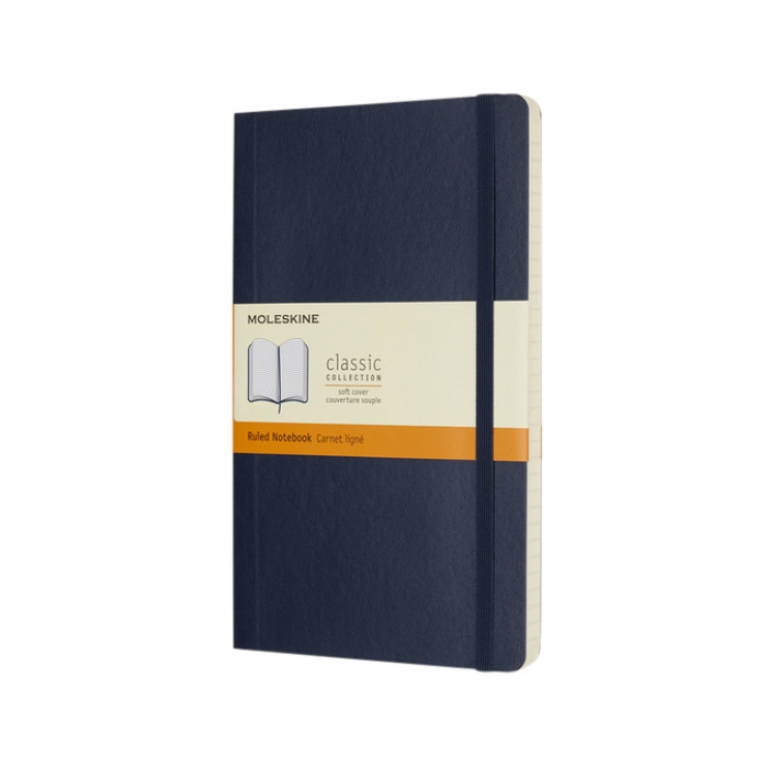 Notitieboek Moleskine large 130x210mm lijn soft cover sapphire blue