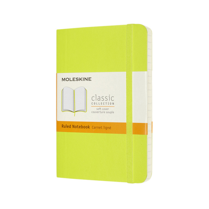 Notitieboek Moleskine pocket 90x140mm lijn soft cover lemon green