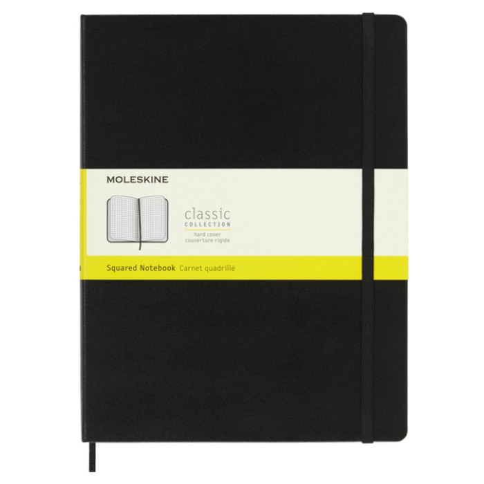 Notitieboek Moleskine XL 190x250mm ruit 5x5 hard cover zwart