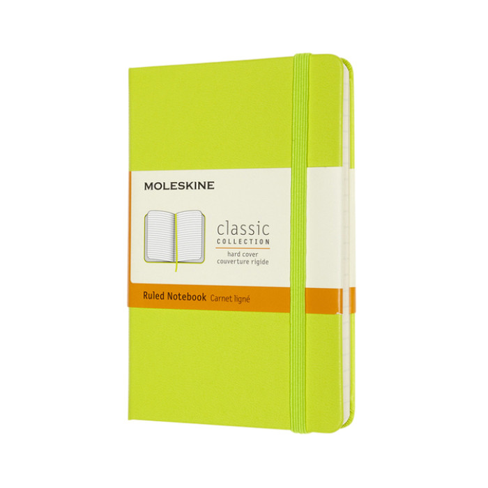 Notitieboek Moleskine pocket 90x140mm lijn hard cover lemon green