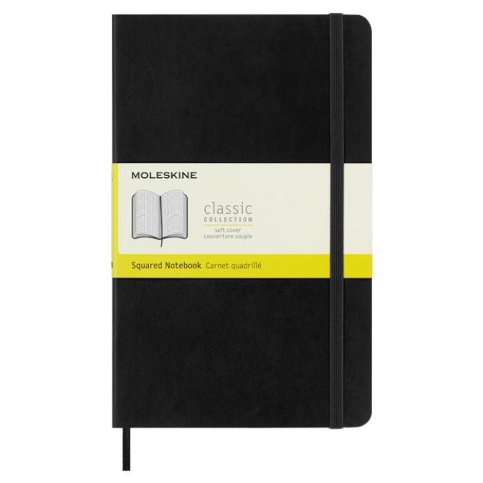 Notitieboek Moleskine large 130x210mm ruit 5x5mm soft cover zwart