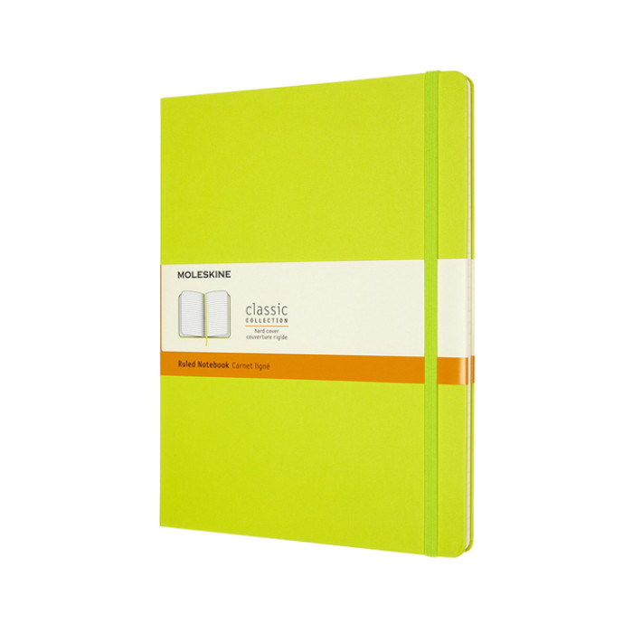 Notitieboek Moleskine XL 190x250mm lijn hard cover lemon green