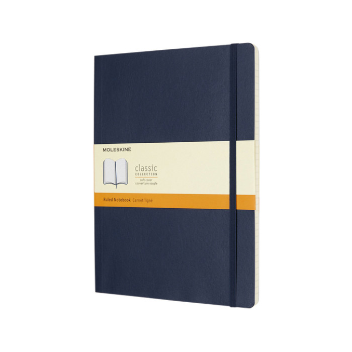 Notitieboek Moleskine XL 190x250mm lijn soft cover sapphire blue