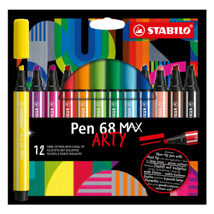 Viltstift STABILO Pen 68 /12 Max Arty assorti etui à 12 stuks
