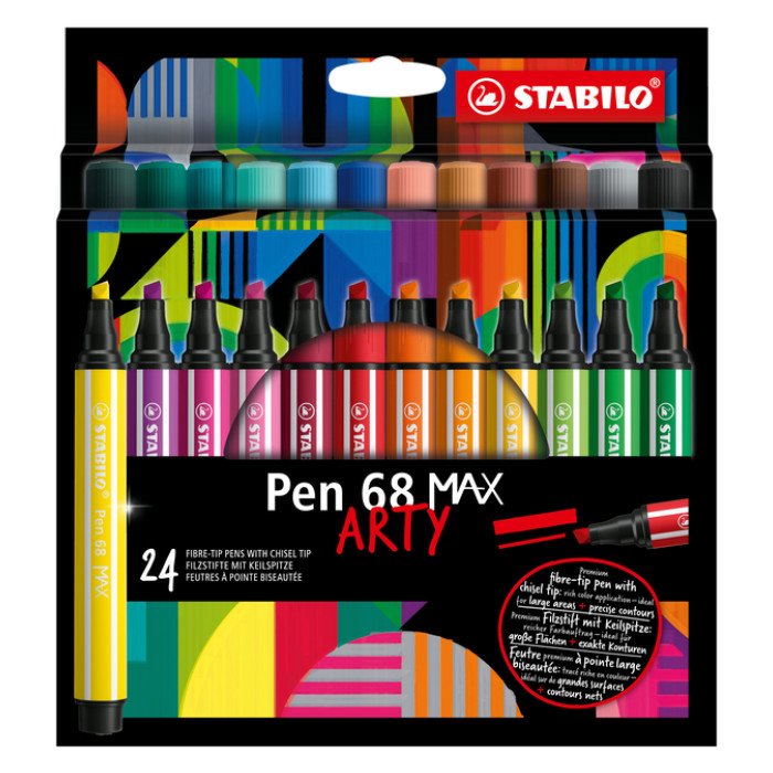 Viltstift STABILO Pen 68 Max Arty assorti etui à 24 stuks