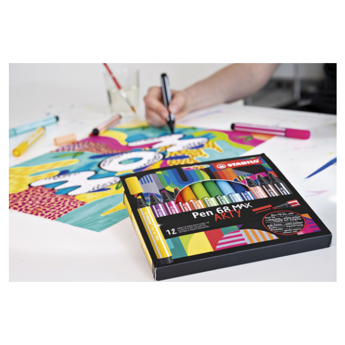 Viltstift STABILO Pen 68 Max Arty assorti etui à 6 stuks