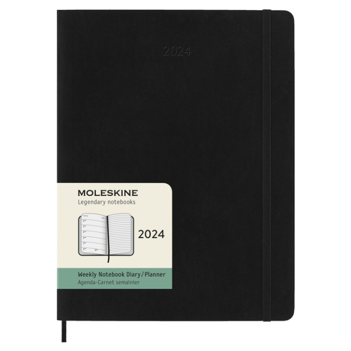 Agenda 2024 Moleskine 12M Planner Weekly 7dag/1pagina extra large 190x250mm soft cover black