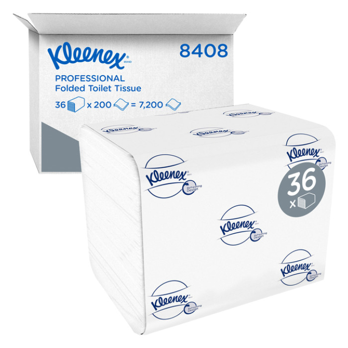 Toiletpapier Kleenex gevouwen 2-laags 110x186mm wit 8408
