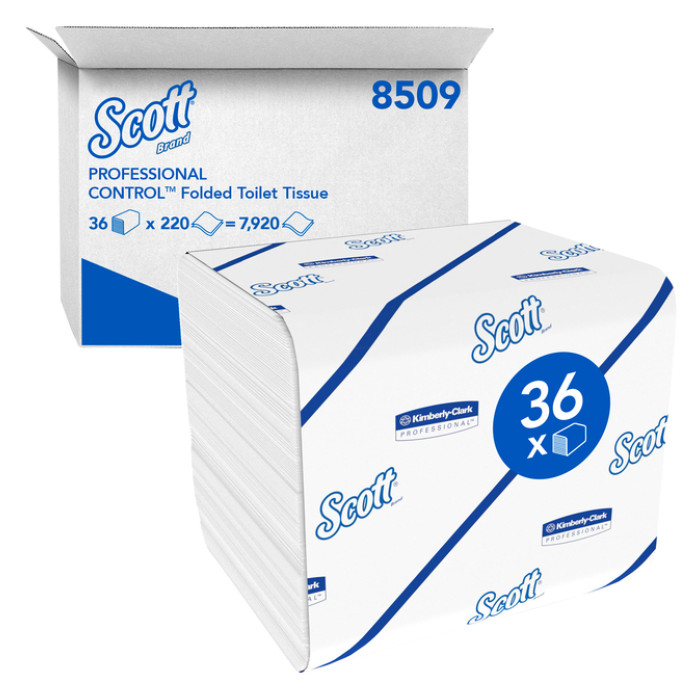 Toiletpapier Scott Control gevouwen 2-laags 110x186mm wit 8509
