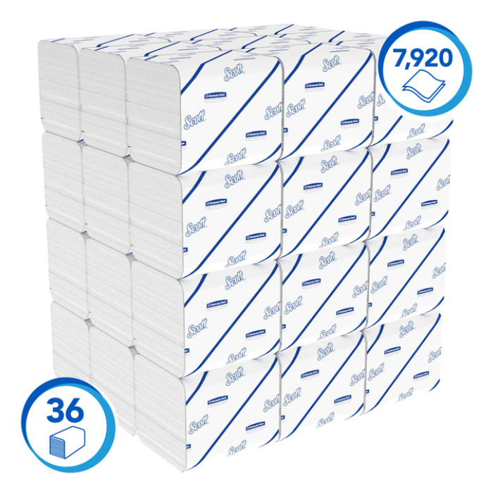 Toiletpapier Scott Control gevouwen 2-laags 110x186mm wit 8509