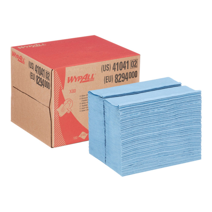Reinigingsdoek WypAll X80 dispenserdoos 1-laags 160 vel blauw 8294